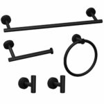 5-Pieces Matte Black Bathroom Accessories Set, Stainless Steel Bathroom Hardware Set, Bath Towel Bar Set, Towel Racks for Bathroom Wall Mounted.