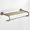 HIGOH Towel Racks, Bathroom Towel Rack Wall Mounted Towel Holder,Bathroom Copper Towel Rack,European Retro Antique Bathroom Towel Bars,Double She