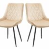 Hallowood Furniture Dining Chairs Set of 2 – Purple Linen Fabric Dining Chair with Sturdy Metal Legs for Dining Room – Kitchen Chairs with Padded