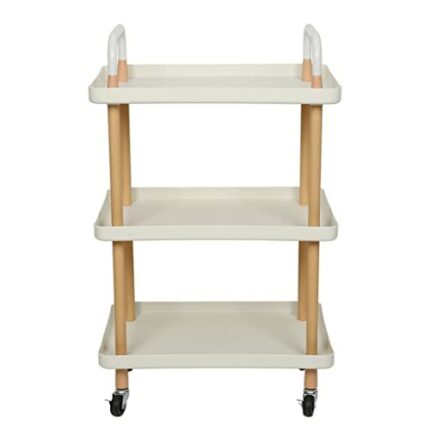 JAHH Kitchen 3-layer Square Cart Simple Multi-function Simple Installation Trolley Living Room Home Storage (Color : Wit, Size : 1pcs)