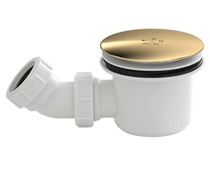 nuie STW005 Modern Bathroom Fast Flow Shower Waste Cover, 99 x 116 x 116mm, Brushed, White/Brass