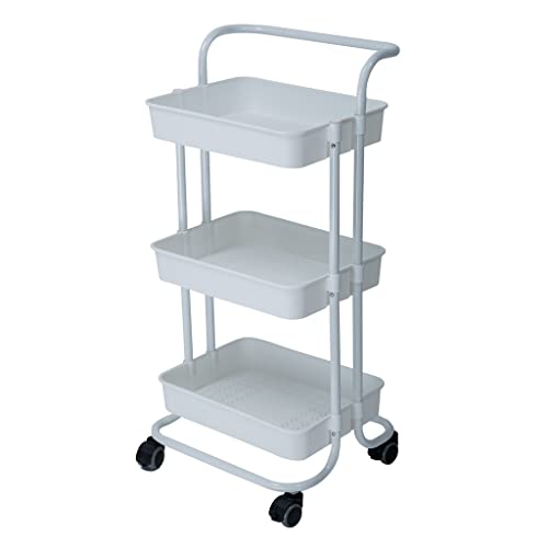 N/A 3 Layer Storage Rack Kitchen Trolley Movable Shelf Home Furniture Organizer with Wheels Narrow Cabinet (Color : Black, Size : 88 * 42 * 37cm)