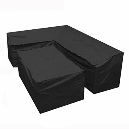RASHION Garden Furniture Covers, Heavy Duty Oxford Polyester Garden Rattan Corner Furniture Cover, Waterproof and Windproof L-Shape and Rectangul