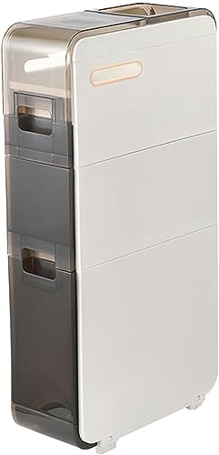 Bathroom Floor Cabinet With Storage Drawers Tower Large Capacity Slim Toilet Paper Storage Cabinet With Wheels Narrow Dresser Tower For Small Spa