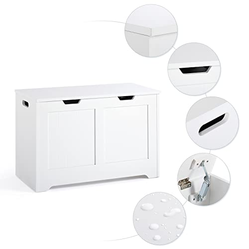 Meerveil Storage Chest, Wooden Box with Lid, Large Capacity Multi-Purpose Organizer-Toy Blankets Clothes, 72 x 36 x 48 cm, for Bathroom Living Ro