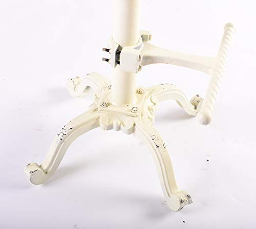 Topower Vintage Industrial Bar Stools,Cast Iron Tractor Stool,Adjustable Height,Swivel Seat Breakfast Chair (Aged White)