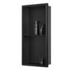 Bernkot Stainless Steel Shower Niche Matte Black 24" X 12" No Tile Needed Wall Niche Rimless Double Recessed Shower Shelves for Bathroom Flush-Mo