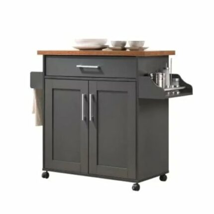 GRETD Furniture Storage Cabinet Mobile Double Door Kitchen Cabinet With Spice Rack and Towel Counter Organizer