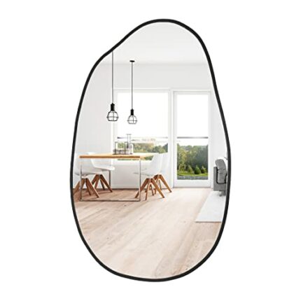 Irregular Wall Mirror Asymmetrical Mirror with Black Frame Wall Mounted Mirror 33.5''x 20.5''