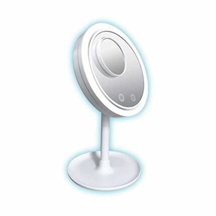 SkiPdr 7.9 Inch with LED Lights and Fan Head Adjustable Cosmetic Vanity Mirror 5X Magnifying