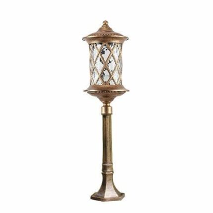 GJCQZQ Exterior Rainproof Vintage European Aluminum Tradition Victoria Garden Patio Lawn Lamp Column Light Retro E27 Glass Lantern Outdoor IP55 W