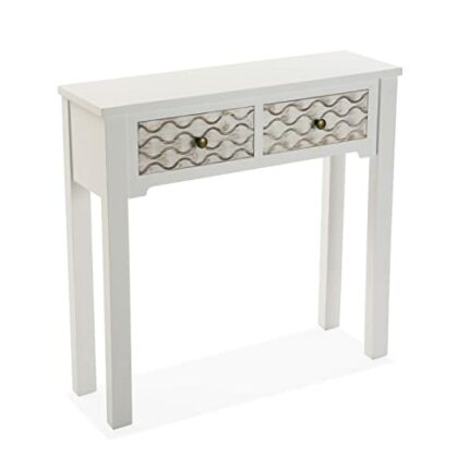 Versa Boedo Console, Narrow Table, 5x30x109cm, Wood, Brown and White, 78,5 x 30 x 109 cm