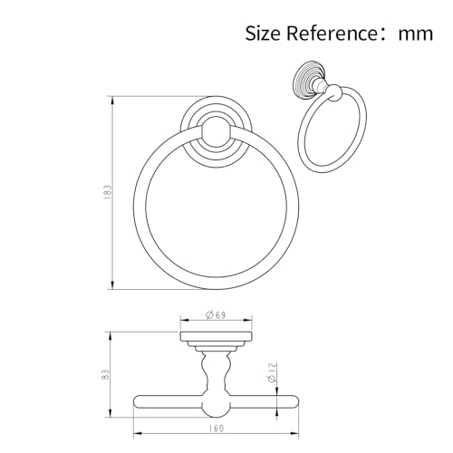 Towel Rack, Bathroom Towel Holder, Chrome Towel Rings for Bathrooms, Hand Towel Rail, Towel rack wall mounted, 6.3 Inch Diameter, Kitchen Towel H