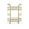 SLNFXC Bar Cart, Gold Metal And Glass Serving Cart,With Wheels And Handle,For Kitchen, Club, Living Room, Bar