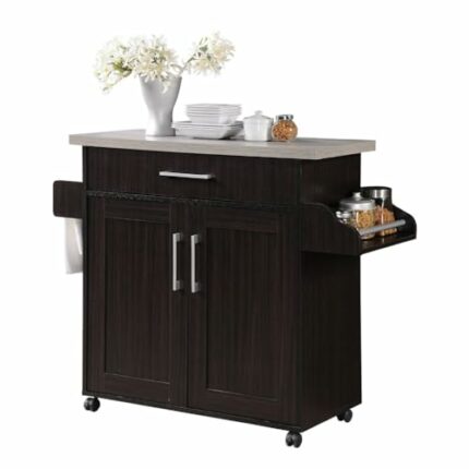 GRETD Furniture Storage Cabinet Mobile Double Door Kitchen Cabinet With Spice Rack And Towel Counter Organizer