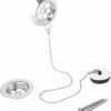 Stainless Steel Retainer Bath Plug Waste and Overflow 45cm Ball Chain Including Water Plug with 70mm Diameter Waste Assembly Bath Plug with Chain