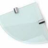BSM Marketing Clear 150mm (6" Approx) 6mm Thickness Toughened Glass Corner Shelves for Bathroom Bedroom Kitchen Office with Chrome Finish Shelf S