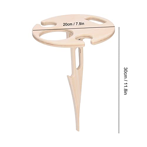 yaogohua Wooden Folding Picnic Table,Outdoor Portable Wine Table Foldable Round Desktop Mini Picnic Table Wine Rack Holder