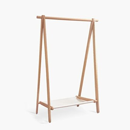 LUKEO Clothing Rack Stand Coat Rack Wood Floor Hanger Simple Foldable Hanger Home Simple Bedroom Floor Hanger (Color : Argento, Size : 120 * 150