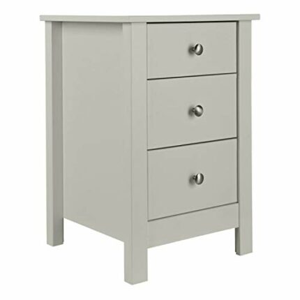 Furniture To Go | Florence 3 Drawer Shaker Bedside Cabinet with Smooth Lacquer Finish - Soft Grey