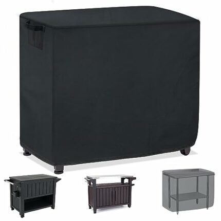 Hoedia 32 Inch Outdoor Prep Table Cover for Keter Unity Portable Table, BBQ Prep Table Cover and Dustproof Bar Cart Cover UV Resistant (Black)