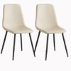 dining chair Kitchen Dining Room Furniture Chairs Set Of 2 Dining Chairs with Metal Feet and Backrest PU Leather, Waterproof Leisure Chairs for L