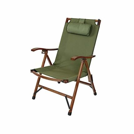 LUKEO Outdoor Folding Chair Portable Chair Leisure Solid Wood Adjustable Recliner Camping Chair