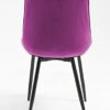 Hallowood Furniture Dining Chairs Set of 2 – Purple Linen Fabric Dining Chair with Sturdy Metal Legs for Dining Room – Kitchen Chairs with Padded
