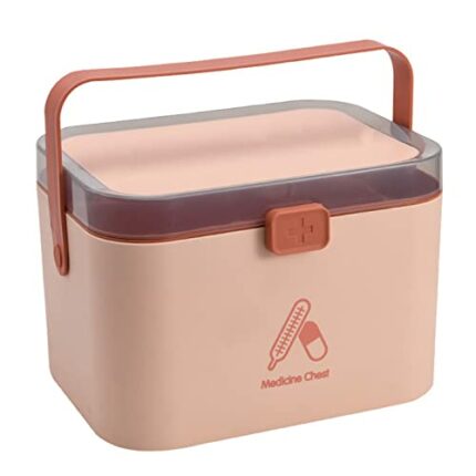 Large Household Medicine Storage Box, Fold 2-Layer First Aid Box， Portable Medicine Container Box, Large Medicine Chest for Home, School, Office