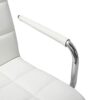Height Adjustable Swivel Office Chair With Armrest,PU Leather Padded Computer Desk Chair for Home Office Study（White）