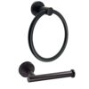 Stainless Steel Black Towel Ring and Toilet Paper Holder, 2 Pcs Bathroom Black Hand Towel Holder Wall Mounted and Towel Ring (Matte Black)