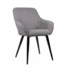 Aspect Set of 2 Windsor Modern Accent Arm Dining Chairs,Grey Fabric Seat and Black Legs, W61xD41xH85 cm