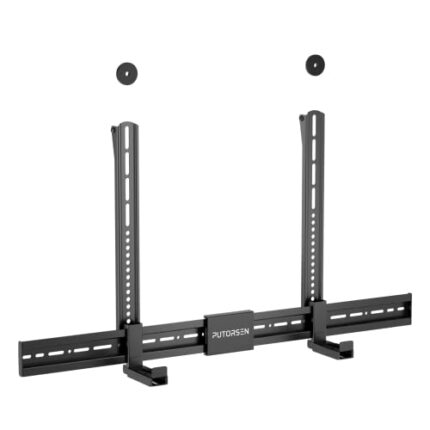 Soundbar Mount, Universal Soundbar Bracket Fits Soundbars Without Holes up to 15kg, Adjustable Soundbar TV Mount for Mounting Above or Below TV w