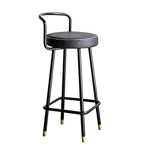 BCLGCF Barstools, Kitchen Counter Bar Chairs with Footrest, Backrest, Breakfast Kitchen High Bar Chairs Metal Leg in Black High Stools Kitchen Ch
