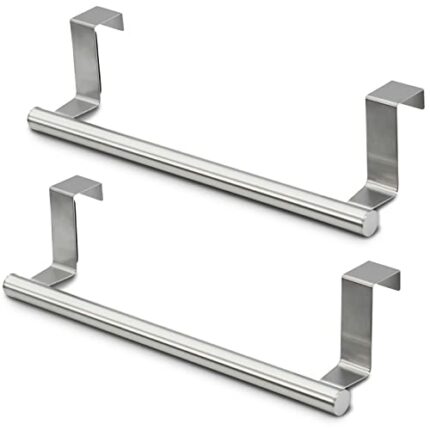 2pcs Over the Door Towel Rail, TACYKIBD Tea Towel Holder Hanger Storage, 23cm Dish Towel Holder for Hanging Over The Cupboard Drawer Cabinet Kitc