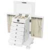 FGHOEV Handcrafted Wooden Jewelry Box Organizer Wood 7 Layers Case with 6 Drawers-White