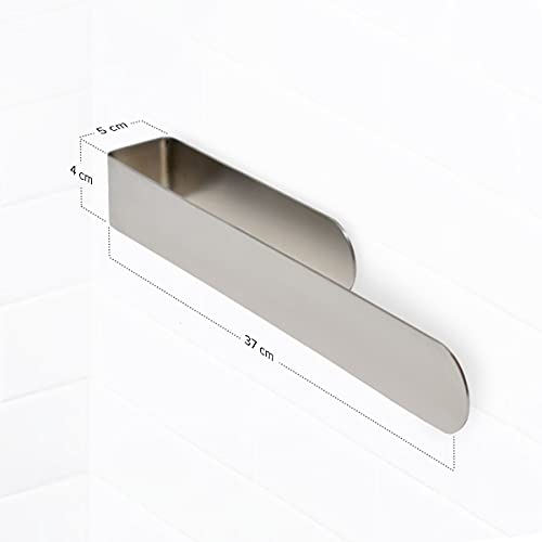 Joejis Self Adhesive Towel Rail 40cm Stainless Steel & Black Matte Bathroom Towel Holder Multiuse for Kitchen or Bathroom Towel Rail Drill-free (