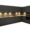 KÜTCHENHAUS Nobilia fully rigid german kitchen, complete with worktops, appliances and, suitable for an L Shape space (Dark Scheme, 2450x3050mm)