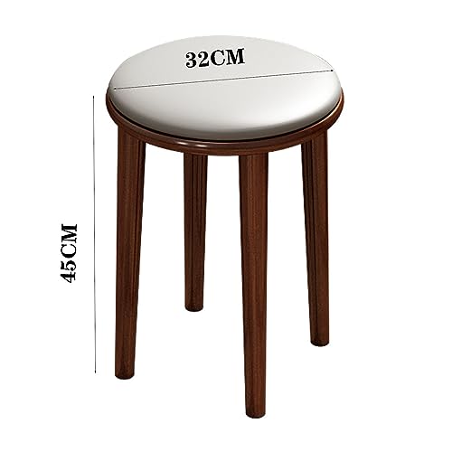 Wood Stools, Set of 1 Round Upholstered Backless Stackable Stool Chairs Seat for Dinning Kitchen Home Garden Living and Classroom