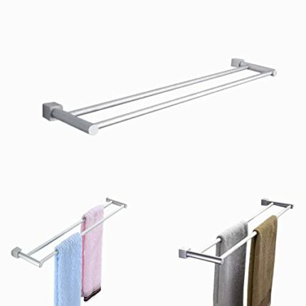 Jiakalamo Faucet Double Towel Bar,Wall-Mounted Stainless Steel Towel Rack Hanger Holder for Bathroom Kitchen(size:60cm)