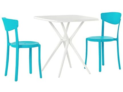 Modern Balcony Bistro Set Synthetic 2 Stacking Chairs Blue Sersale/Vieste