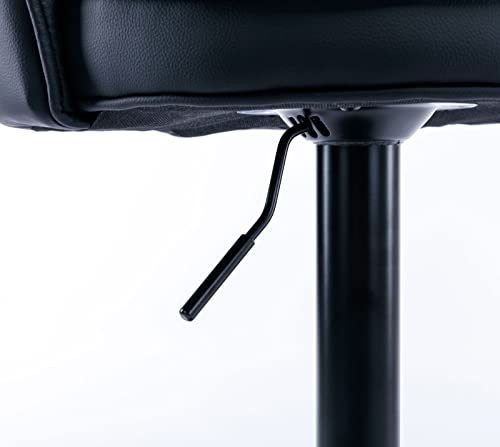 Swivel Faux Leather Barstools Adjusatble Seat Height Modern Upholstered Bar Stools, Black Metal Footrest Base, for Dining Room Breakfast Home Pub