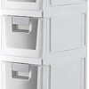 2/3/4-Tiers Bathroom Floor Storage Cabinet, White Plastic Unit Tower Narrow Storage Cabinet Organizer with Wheels for Kitchen, Bathroom, Bedroom,