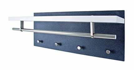 HAKU Möbel Wall coat rack, MDF, white granite-look stainless steel look, W 75 x D 26 x H 30 cm