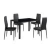 DINGZZ Dining Table Set 5 Piece Tempered Glass Table and 4pcs Faux Leather Dinning Chairs