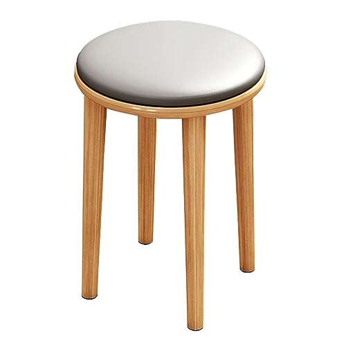 Wood Stools, Set of 1 Round Upholstered Backless Stackable Stool Chairs Seat for Dinning Kitchen Home Garden Living and Classroom