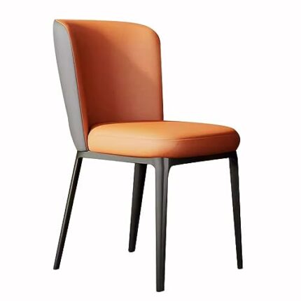 RILOOP Micro Fiber Leather Dining Chairs with Carbon Steel Metal Chair Legs for Office Lounge Dining Kitchen Bedroom Living Room Chairs/Orange+K