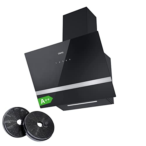 CIARRA CBCF6736H A++ Touch Control Angled Cooker Hood 60cm 4-Speed with Booster Function Chimney Vent Hood with Dimmable LED Lights Recirculating