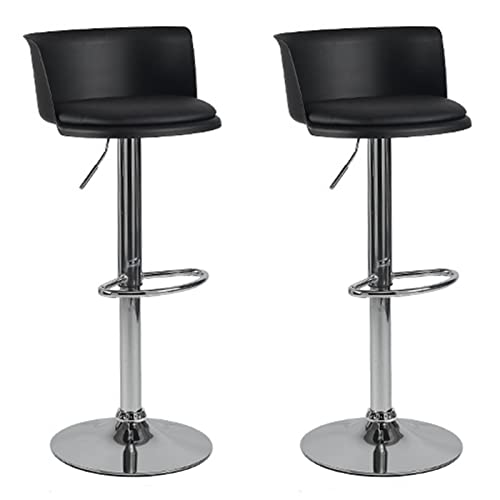 WJIHUYU Wide Bar Stool, Set of 2 360° Swivel Adjustable Barstool with Back and Armless PU Leather Upholstered Airlift Counter Height Bar Chair fo