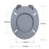 B&K Grey MDF Antibacterial Adjustable Hinges Toilet Seat has a Tongue and Groove Effect. Soft Close Hinges Simple Groove Lines Toilet Seat.(37.3x